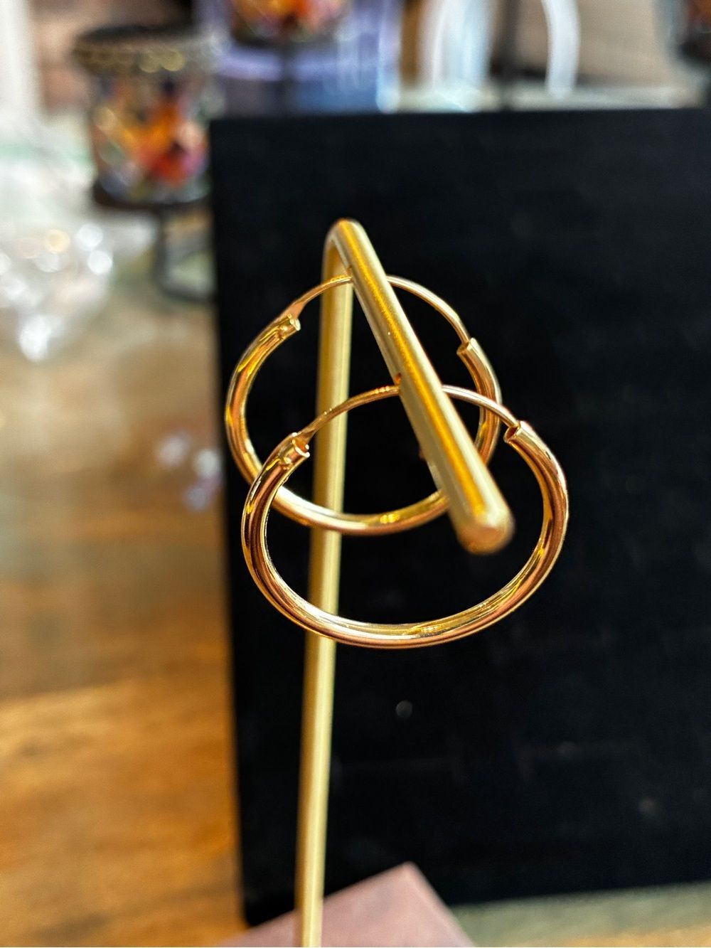 Gold Hoop Earrings - Classic Sterling Silver w/14 kt gold plating - Picture 2 of 4